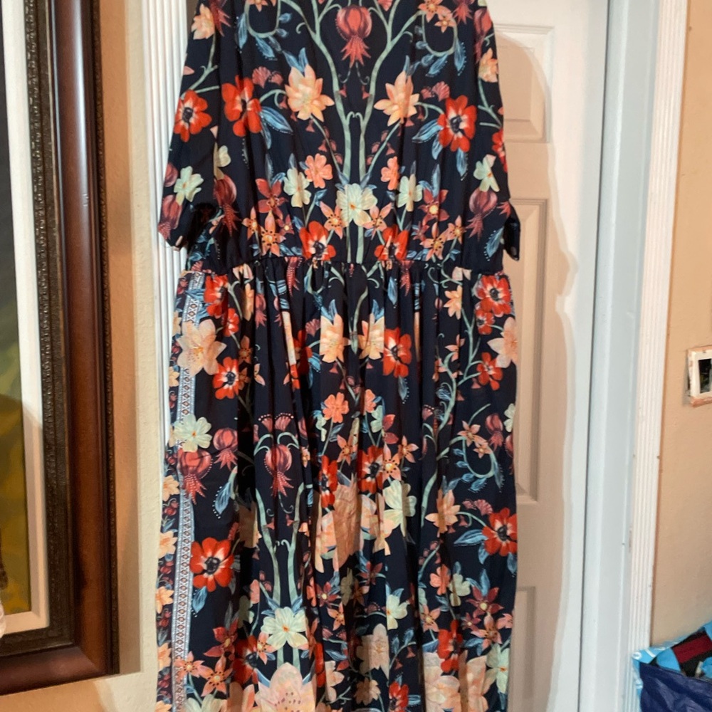 - NWT Bloomchic Floral print Maxi dress with ties plus size 2X 18/20 ๐ธ BC 202-2 - Picture 3 of 6